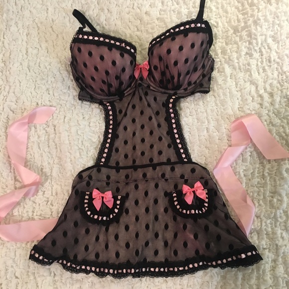 VS Sexy Little Things Pink & Black Babydoll - Picture 1 of 9